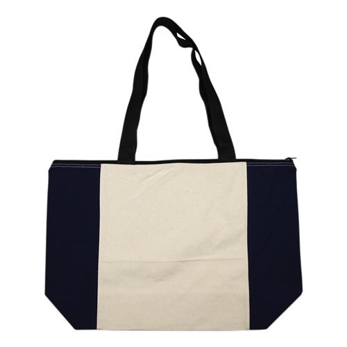 Calico/Canvas Shopper With Zip Closure