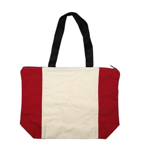 Calico/Canvas Shopper With Zip Closure