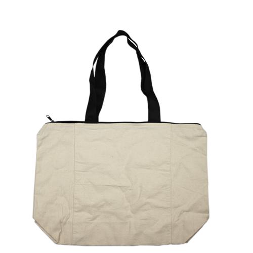 Calico/Canvas Shopper With Zip Closure