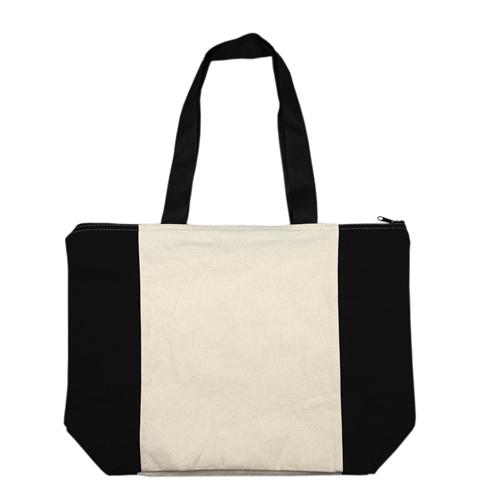 Calico/Canvas Shopper With Zip Closure