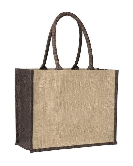 Laminated Jute Supermarket Bag with Brown Handles and Gussets